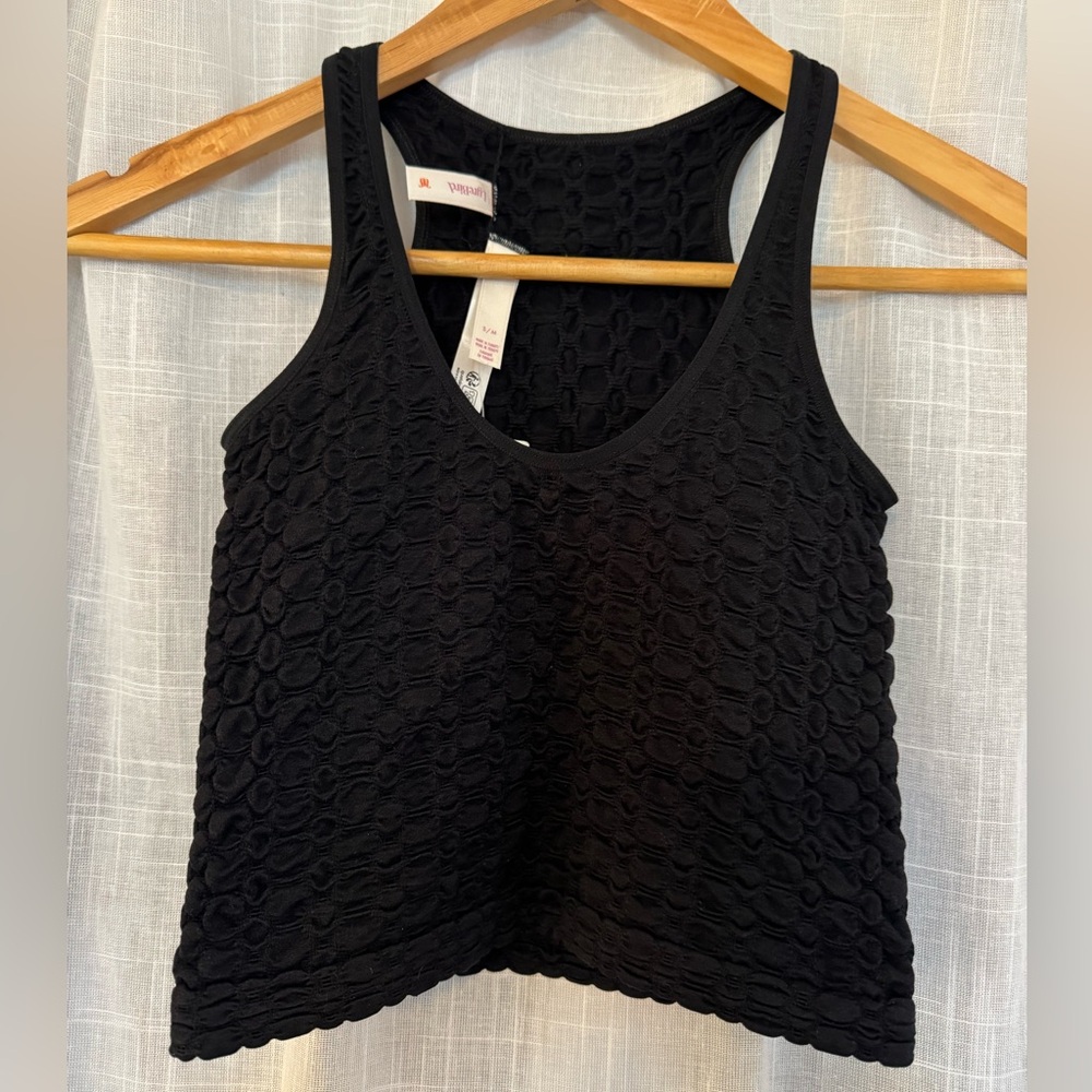 Anthropologie Black Textured Scoop neck Tank Top S/M